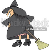Clipart Halloween Witch With A Broom Stuck In Her Butt - Royalty Free Vector Illustration © djart #1115679