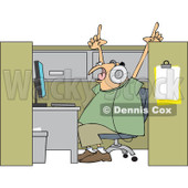 Clipart Man Singing And Listening To Music In His Office Cubicle - Royalty Free Vector Illustration © djart #1115688