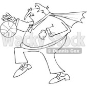 Clipart Of An Outlined Sporty Halloween Vampire Playing Basketball - Royalty Free Vector Illustration © djart #1116711