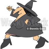 Clipart Of A Halloween Witch Running - Royalty Free Vector Illustration © djart #1116717