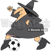 Clipart Of A Sporty Halloween Witch Playing Soccer - Royalty Free Vector Illustration © djart #1116718