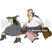 Clipart Of A Traveling Halloween Witch And Vampire With Luggage - Royalty Free Vector Illustration © djart #1116719