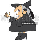 Cartoon Of A Halloween Witch Talking On A Cell Phone - Royalty Free Vector Clipart © djart #1119538