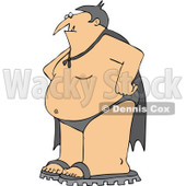 Cartoon Of A Halloween Vampire In Sandals A Cape And Swim Suit - Royalty Free Vector Clipart © djart #1120052