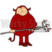 Fat Man in a Red Devil Costume, Carrying a Pitchfork Clipart Picture © djart #11202