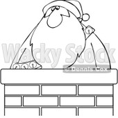 Cartoon Of An Outlined Santa In A Chimney - Royalty Free Vector Clipart © djart #1121971