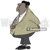 Cartoon Of A Black Businessman Holding His Stomach And Behind - Royalty Free Clipart © djart #1121978