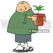 Man Holding a Small Tree Growing in a Pot Clipart Picture © djart #11243