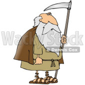 Old Bearded Man, Father Time, Holding a Scythe Clipart Picture © djart #11244