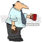 Businessman Holding a Cup of Coffee and a Donut Clipart Picture © djart #11246
