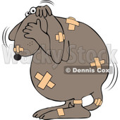 Cartoon Of A Battered Dog Covered In Bandages - Royalty Free Vector Clipart © djart #1126786