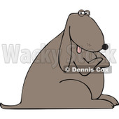 Cartoon Of A Stubborn Dog With Folded Arms - Royalty Free Vector Clipart © djart #1126788