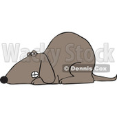 Cartoon Of A Growling Dog Laying Down - Royalty Free Vector Clipart © djart #1126790