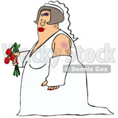 Cartoon Of A Battered Wife Bride With Bruises A Black Eye And Cast - Royalty Free Clipart © djart #1127103