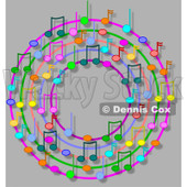 Cartoon Of A Ring Or Wreath Of Colorful Music Notes With Shadows On Gray - Royalty Free Clipart © djart #1127108