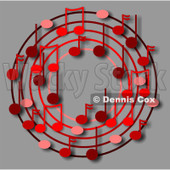Cartoon Of A Ring Or Wreath Of Red Music Notes On Gray - Royalty Free Clipart © djart #1127109