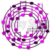 Cartoon Of A Ring Or Wreath Of Purple Music Notes With Shadows - Royalty Free Clipart © djart #1127112