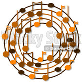 Cartoon Of A Ring Or Wreath Of Brown Music Notes With Shadows - Royalty Free Clipart © djart #1127118