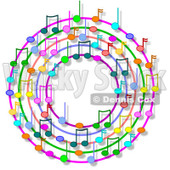 Cartoon Of A Ring Or Wreath Of Colorful Music Notes With Shadows - Royalty Free Clipart © djart #1127123