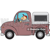 Cartoon Of A Man Driving A Pickup Truck With A Sleeper Or Canopy - Royalty Free Vector Clipart © djart #1127737