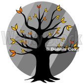 Cartoon Of An Autumn Tree Over Diagonal Gray Stripes - Royalty Free Clipart © djart #1127742