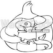 Cartoon Of An Outlined Snake In A Halloween Jackolantern Pumpkin - Royalty Free Vector Clipart © djart #1128705