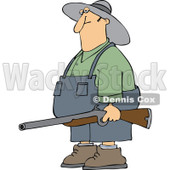 Cartoon Of A Redneck Hillbilly Man Carrying A Rifle - Royalty Free Vector Clipart © djart #1129166