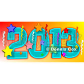 Cartoon Of A New Year 2013 With Stars And Streamers - Royalty Free Vector Clipart © djart #1134445