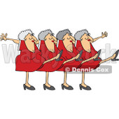 Cartoon Of A Chorus Line Of Old Ladies Dancing The Can Can - Royalty Free Vector Clipart © djart #1139794