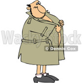 Cartoon Of A Flasher Man Holding Onto His Coat - Royalty Free Vector Clipart © djart #1144043