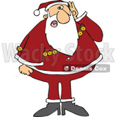 Cartoon of Santa Covering His Ear and Asking Someone to Repeat - Royalty Free Vector Clipart © djart #1144600