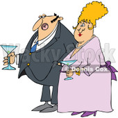 Cartoon of a Dressed up Man and Woman Holding Martinis - Royalty Free Vector Clipart © djart #1144608