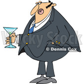 Cartoon of a Dressed up Man Holding a Martini - Royalty Free Vector Clipart © djart #1144610