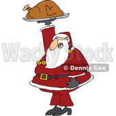 Cartoon of Santa Holding up a Roasted Turkey - Royalty Free Vector Clipart © djart #1146361