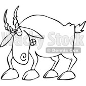 Cartoon of an Outlined Angry Goat - Royalty Free Vector Clipart © djart #1160524