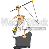 Cartoon of a Caucasian Businessman Holding up a Pennant Flag - Royalty Free Vector Clipart © djart #1160537