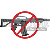 Cartoon of a Black Semi Automatic Assault Rifle with a Clip and a Prohibited Symbol - Royalty Free Vector Clipart © djart #1160722