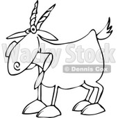 Cartoon of an Outlined Goat Eating a Can - Royalty Free Vector Clipart © djart #1160959