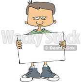 Cartoon of an Angry Boy Holding a Sign - Royalty Free Vector Clipart © djart #1164208