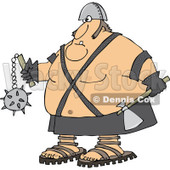 Cartoon of an Executioner Holding an Axe and Flail - Royalty Free Vector Clipart © djart #1164211