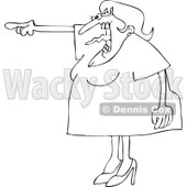 Cartoon of an Outlined Angry Woman Screaming and Pointing with Her Tonge Waving - Royalty Free Vector Clipart © djart #1166768