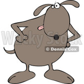 Cartoon of a Brown Dog with His Paws on His Hips - Royalty Free Vector Clipart © djart #1168036
