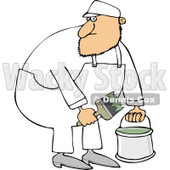 Cartoon of a Caucasian Painter Man Holding a Bucket and Brush - Royalty Free Vector Clipart © djart #1168921