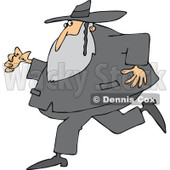 Cartoon of a Rabbi Man Running and Glancing Back - Royalty Free Vector Clipart © djart #1170556