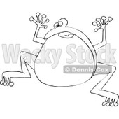 Cartoon of an Outlined Frightened Frog Jumping - Royalty Free Vector Clipart © djart #1172033