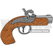 Cartoon of a Wooden Black Powder Pistol Gun - Royalty Free Clipart © djart #1172039