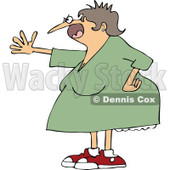 Cartoon of a Mad Woman Shouting and Holding out an Arm - Royalty Free Vector Clipart © djart #1172267