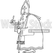 Cartoon of an Outlined Pope Holding up a Finger - Royalty Free Vector Clipart © djart #1173068