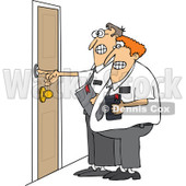 Cartoon of Nervous Missionaries Ringing a Door Bell - Royalty Free Vector Clipart © djart #1173070