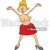 Cartoon of a Blond Circus Freak Woman with an Extra Boob - Royalty Free Vector Clipart © djart #1173251